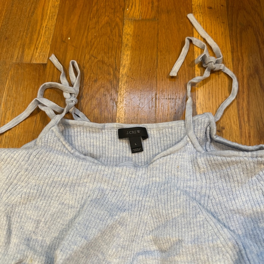 J. Crew Light Blue Ruffle Tank Top - Picture 2 of 2